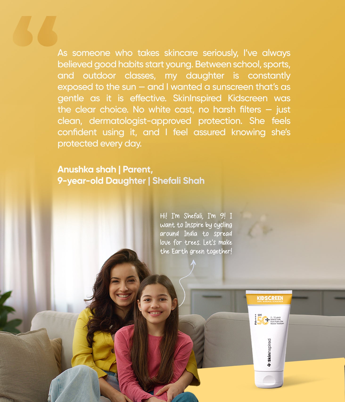 Customer review of SkinInspired 100% Mineral Sunscreen for Kids SPF 50+ PA++++