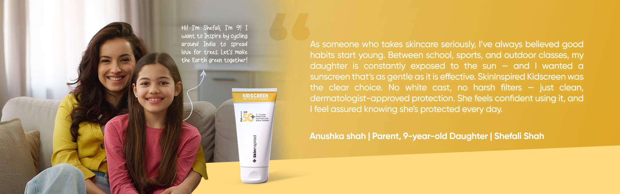 Customer review of SkinInspired 100% Mineral Sunscreen for Kids SPF 50+ PA++++