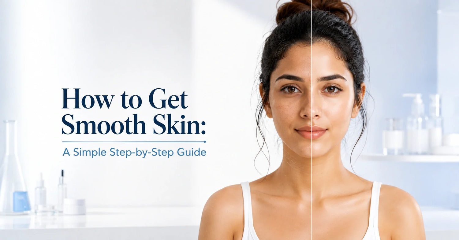 How to get smooth skin with a simple step-by-step skincare routine. Before-and-after skin transformation showing healthier, smoother, glowing skin.