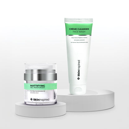 Skininspired Skincare Combo of Creme Cleanser Face Wash and Mattifying Gel Moisturizer 