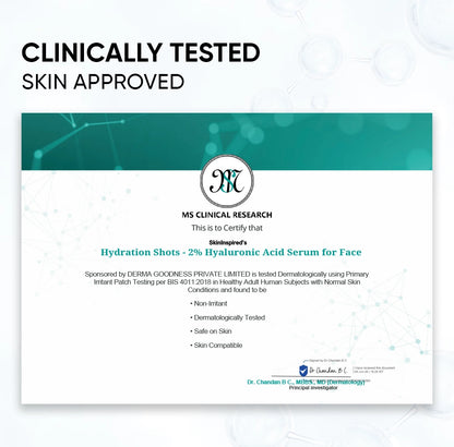 Clinically Tested Skin Appoved SkinInspiored | Hydration Shots 2% hylaurnic Acid Serum For Face 