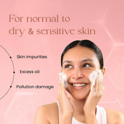 SkinInspired Foaming Face Wash – rejuvenating and hydrating cleanser for normal, dry, and sensitive skin, formulated to deep-cleanse while brightening and maintaining moisture balance.