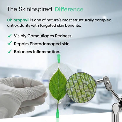 Mineral based sunscreen with chlorophyll, physical sunscreen for face that reduces redness and inflammation