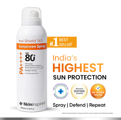 Invi Shield 365 Body Sunscreen Spray SPF 80+ PA ++++ (100 ml)