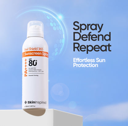 Invi Shield 365 Body Sunscreen Spray SPF 80 PA++++ a sunscreen body spray with effortless sun protection