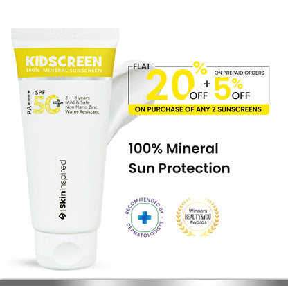 Kidscreen 100% Mineral Sunscreen for Kids SPF 50+ PA++++ (50ml)