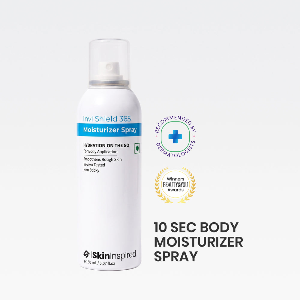 Invi Shield 365 Body Moisturizer spray (150ml) with 1.5% Aquaxyl |  Dry, Rough & Flaky Skin