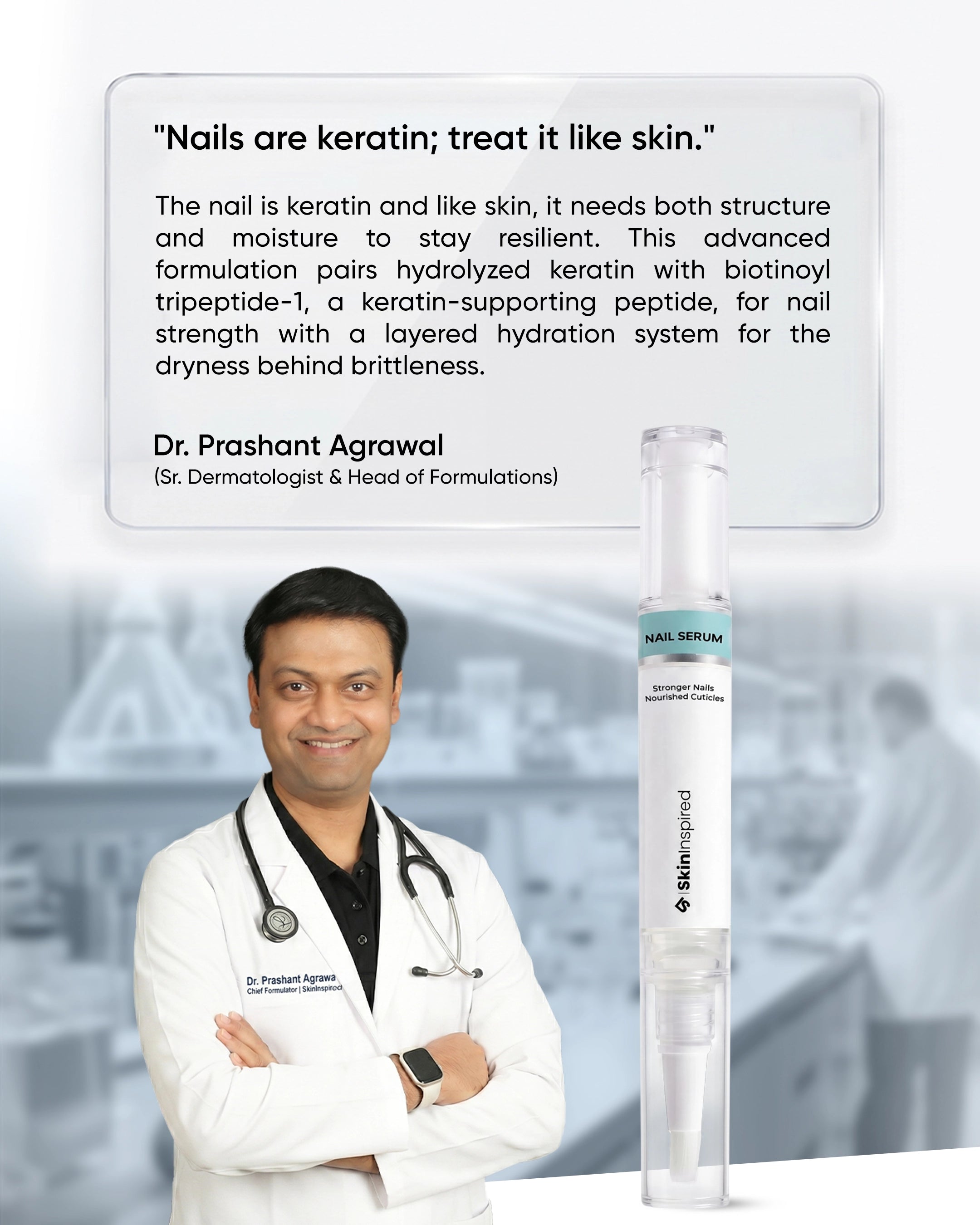 Skininspired Nail Growth Serum Senior Dermatologist & Head of Formulation Trusted Banner 