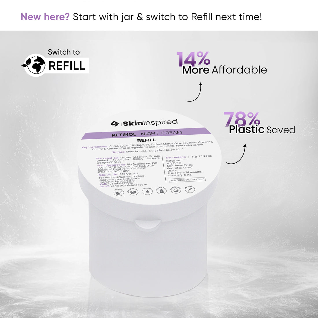 SkinInspired Eco Friendly Retinol Refill without Jar