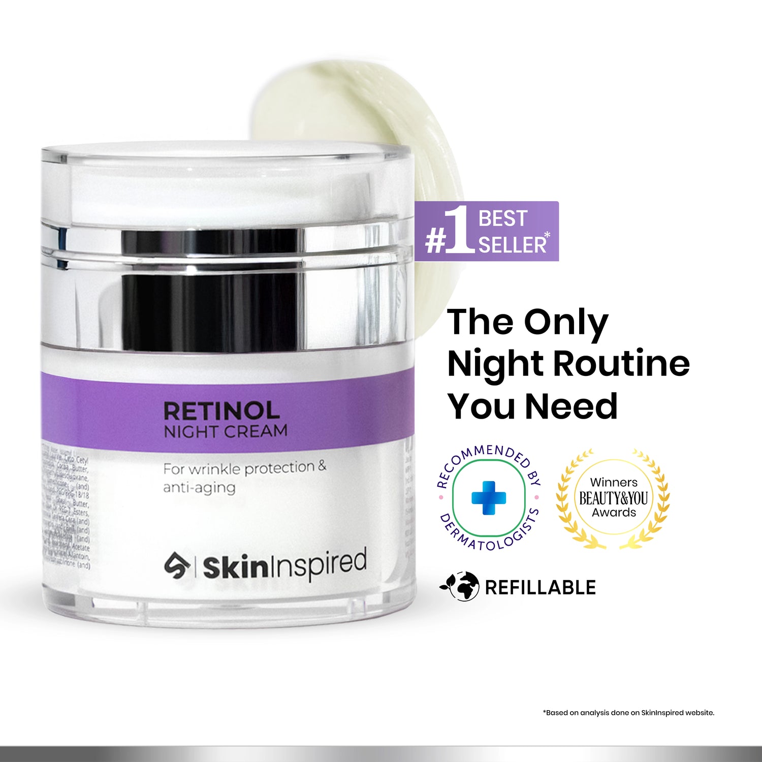 0.1% Retinol Night Cream (50g) | Reduces Wrinkles &amp; Fine Lines