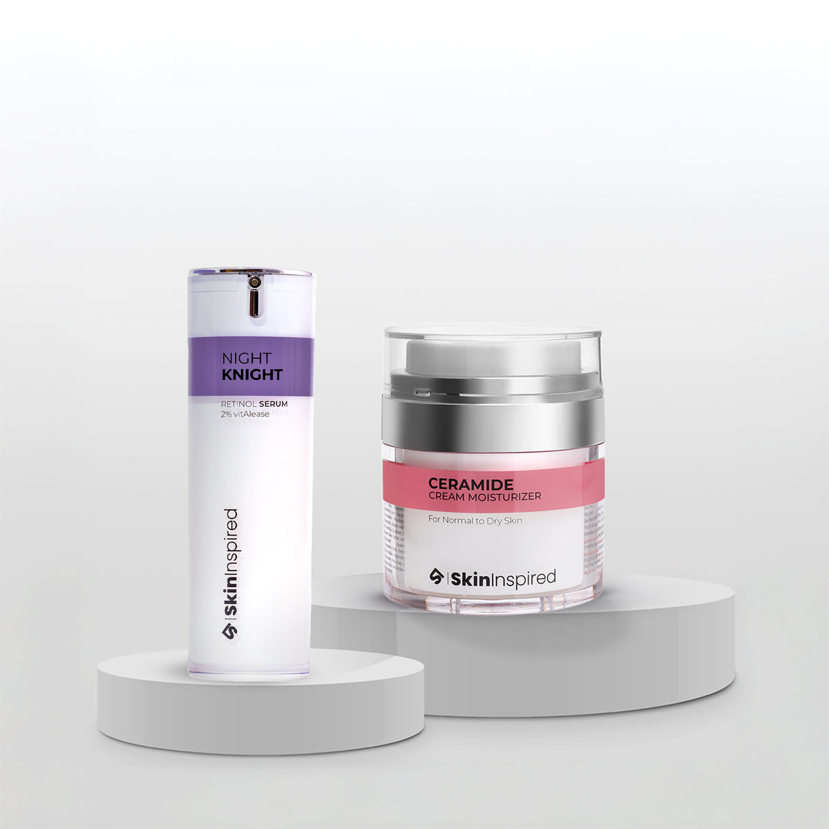 Skininspired Skincare Combo of Ceramide Cream Moisturizer, and Night Knight Serum