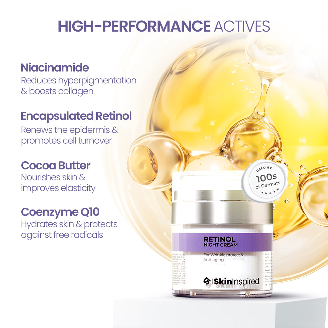 &quot;SkinInspired Retinol Night Cream (50g) – anti-aging night cream for all skin types that moisturizes, reduces visible signs of aging, and supports epidermal regeneration for firmer, rejuvenated skin.
