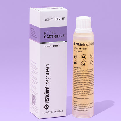 Retinol serum cartridge designed for  night treatment,retinol to reduce fine lines, improve skin texture, and promote cell renewal.