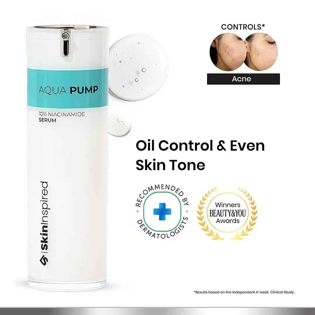 SkinInspired Aqua Pump Serum – 10% Niacinamide serum with Zinc PCA and Hyaluronic Acid