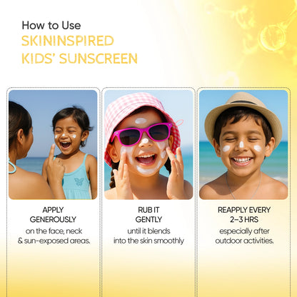 How to apply SkinInspired Kidscreen sunscreen correctly on children for effective sun protection