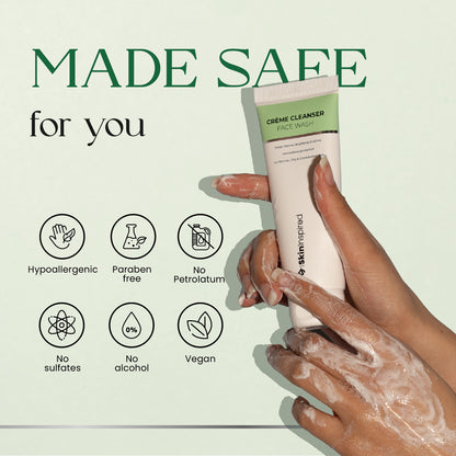 SkinInspired Creme Cleanser facewash is paraben free and has no petrolatum , No Sulfates and No alcohol and the facewash is vegan.