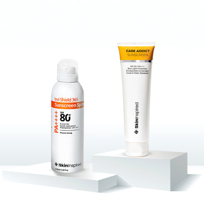 Skininspired Skincare Products of Invi Shield 365 Sunscreen Spray and Care Addict Sunscreen