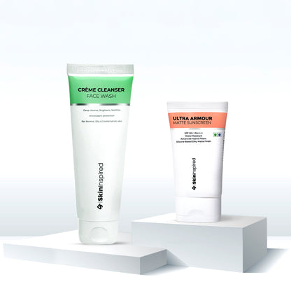 Skininspired Skincare Combo Of Creme Cleanser Face Wash and Ultra Armour Matte Sunscreen.
