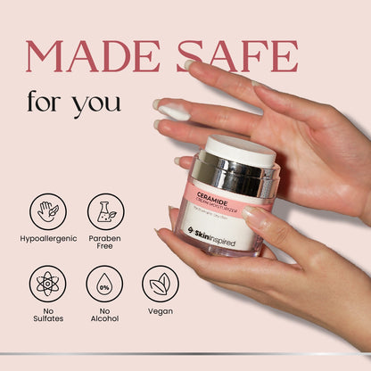 SkinInspired ceramide cream made safe with paraben free, alcohol free, sulphate free and vegan formula