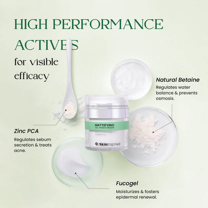 SkinInspired mattifying gel moisturizer with high performance actives for oil control and skin balance