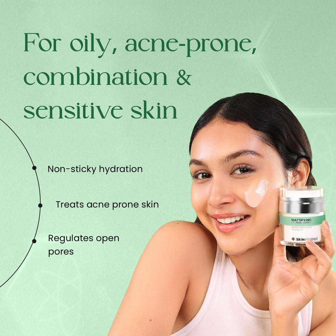 SkinInspired mattifying gel moisturizer suitable for oily, acne prone, combination and sensitive skin
