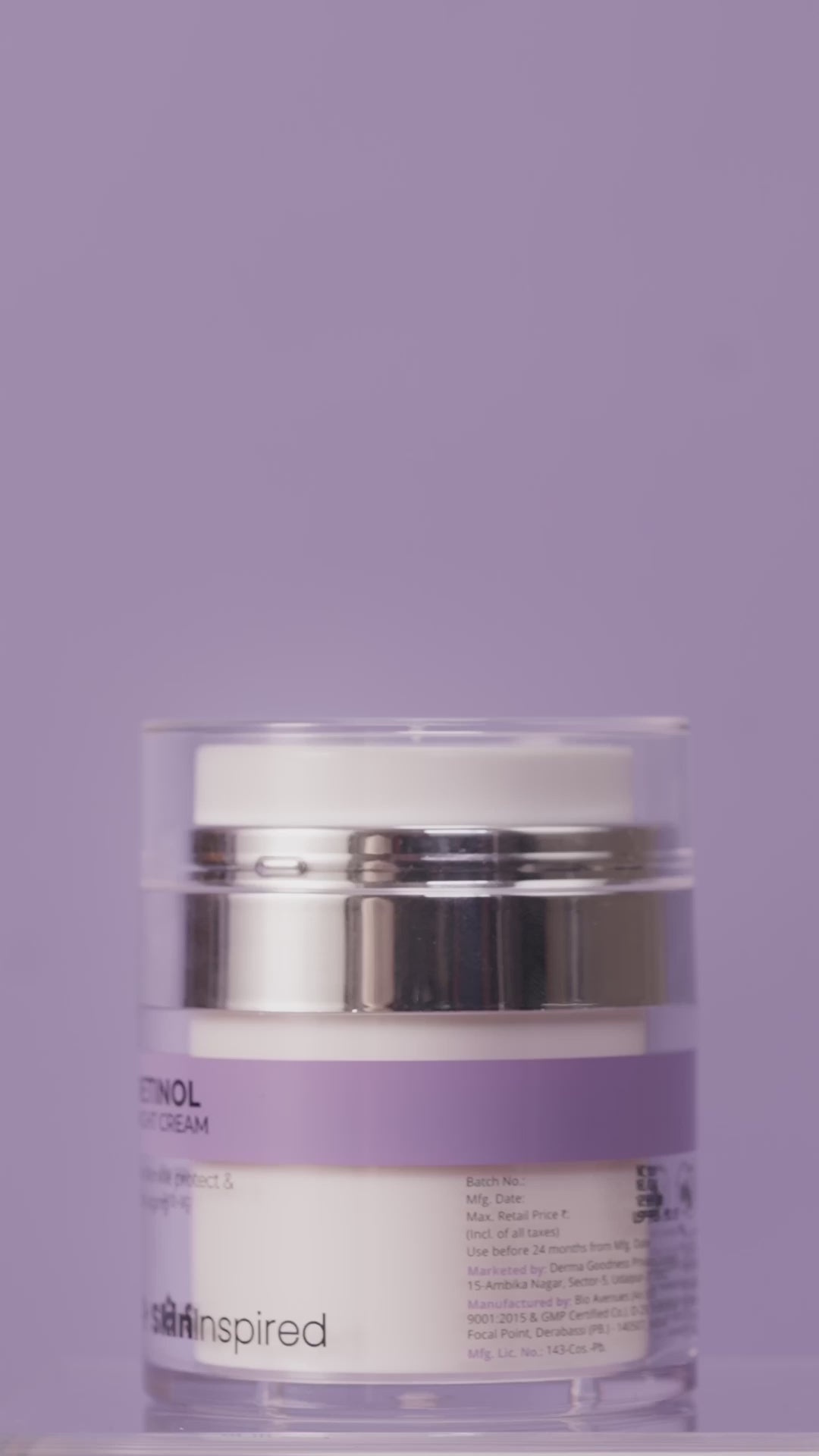 SkinInspired retinol night cream demo video