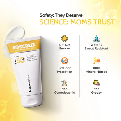 SkinInspired Kidscreen sunscreen backed by science and trusted by parents for daily sun protection