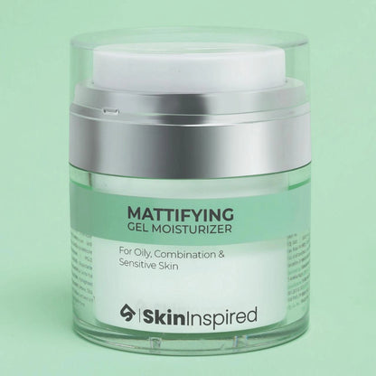 SkinInspired mattifying gel moisturizer jar with lightweight oil free gel formula